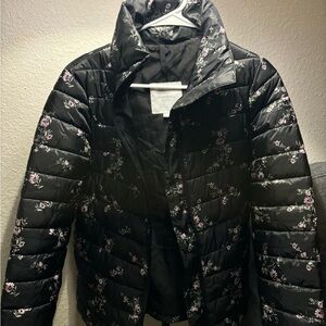 Floral Black Puffer Jacket